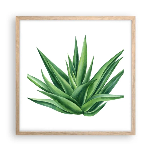 Poszter világos tölgy keretben - Zöld - erő - élet - 50x50 cm