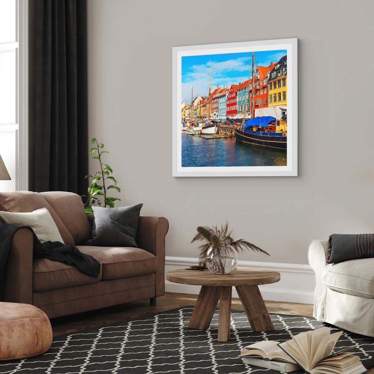 Poszter fekete keretben - Örömteli rakpart - 60x60 cm