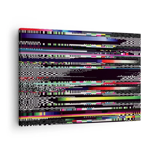 Vászonkép - Színes vonalak és pixelek absztrakt stílusban - 70x50cm - A valóság kontrollképe - Modern fali dekoráció nappalihoz és hálószobához ARTTOR