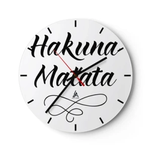 Falióra, Óra - Fekete Hakuna Matata betűkkel fehér alapon - 30x30cm - A legjobb tanács - Modern fali dekoráció nappalihoz, konyhához és hálószobához ARTTOR