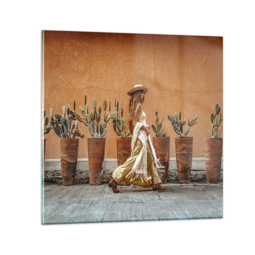 Üveg kép - Hippi stílusban - 30x30 cm