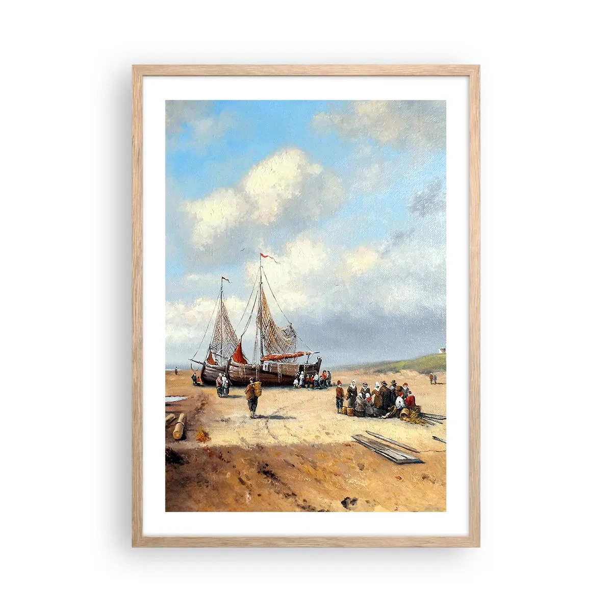 Poszter világos tölgy keretben - Egy sikeres fogás után - 50x70 cm