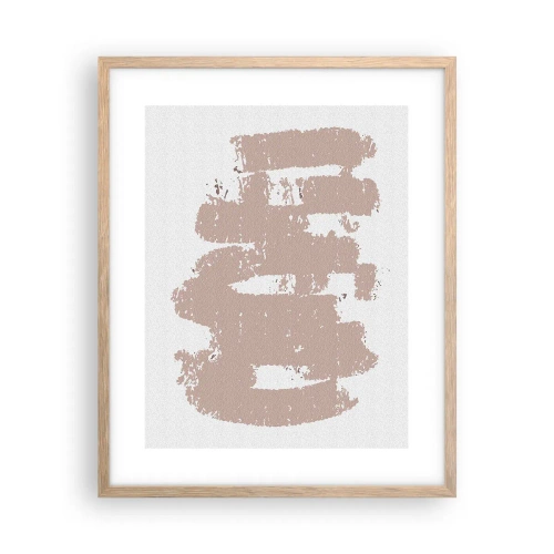 Poszter világos tölgy keretben - Absztrakció lágy rózsaszínben - 40x50 cm