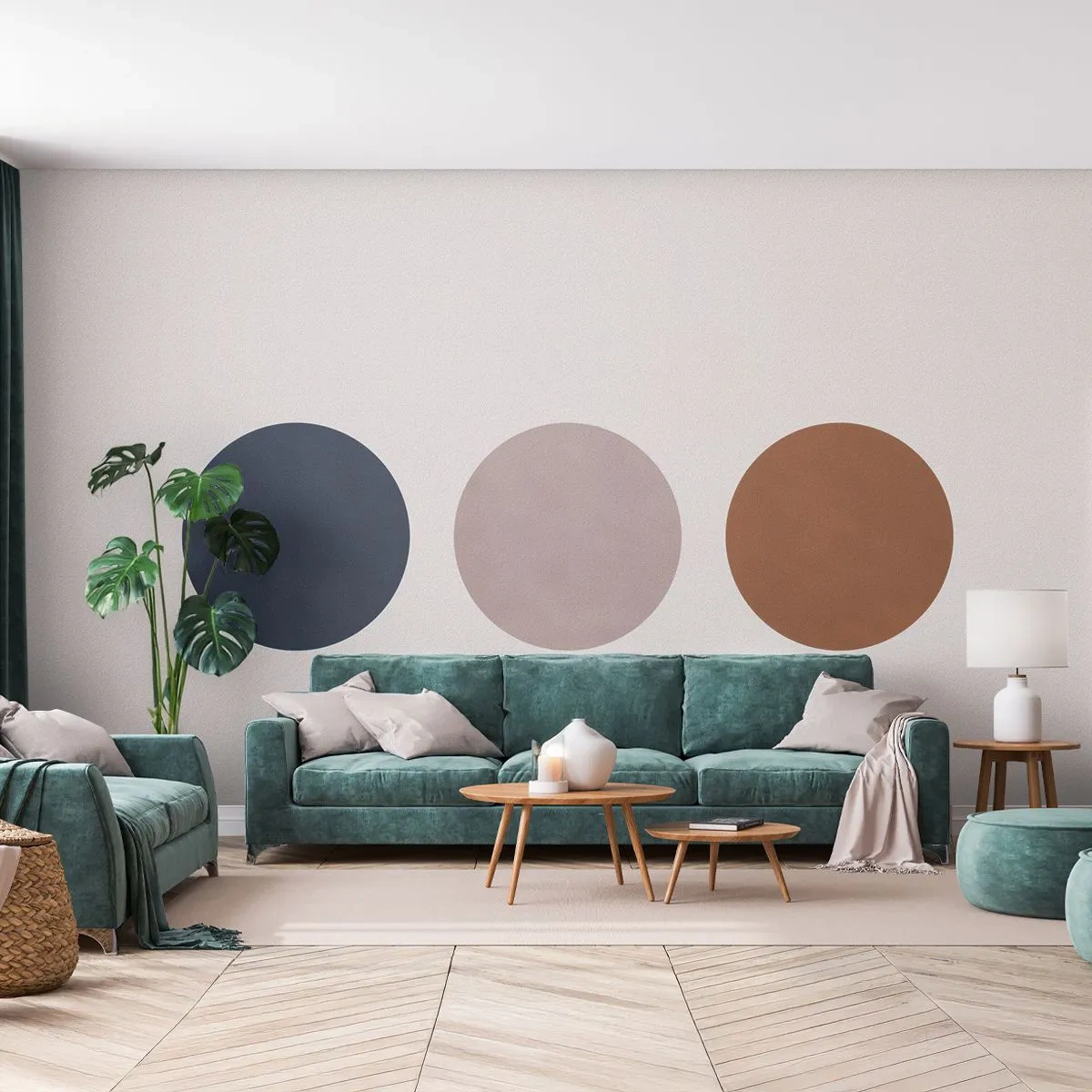 Fotótapéta Standard Eco - Minimalista körök visszafogott színekben - 100x70cm - A tökéletesség szimbóluma - Modern fali dekoráció nappalihoz és hálószobához ARTTOR