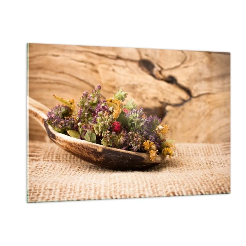 Üveg kép - Színes virágok és illatos gyógynövények - 120x80 cm
