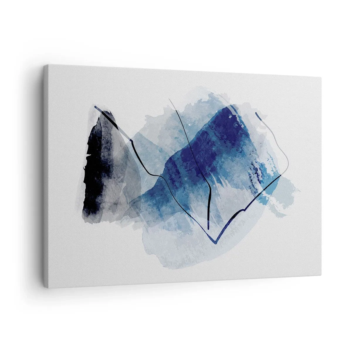 Vászonkép - Absztrakt formák kék árnyalatokban, finom vonalakkal - 70x50cm - Jéghegy - Modern fali dekoráció nappalihoz és hálószobához ARTTOR