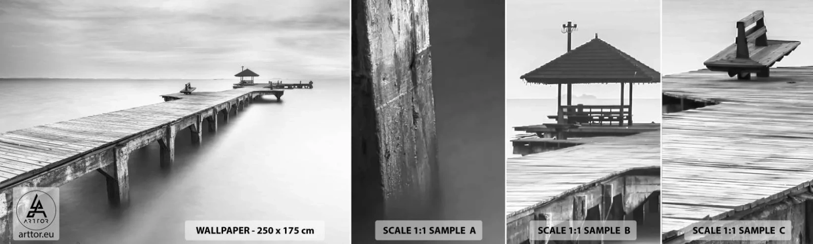 Fotótapéta Minta Standard Eco - A távolba - Tájkép, Tenger, Fa híd - 100x30 cm