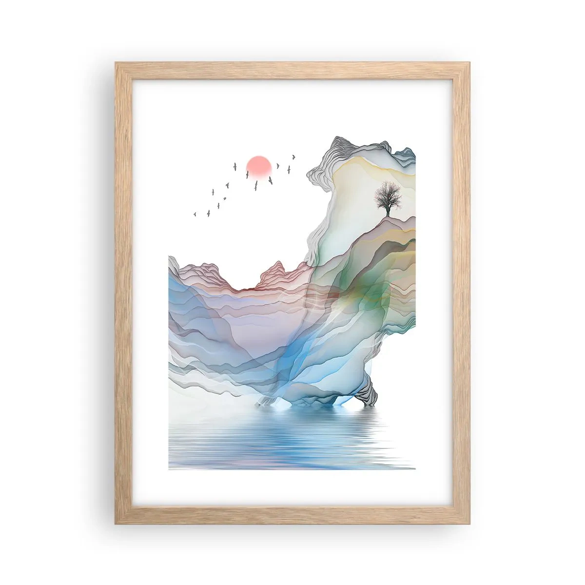 Poszter világos tölgy keretben - A kristály hegyek felé - 30x40 cm