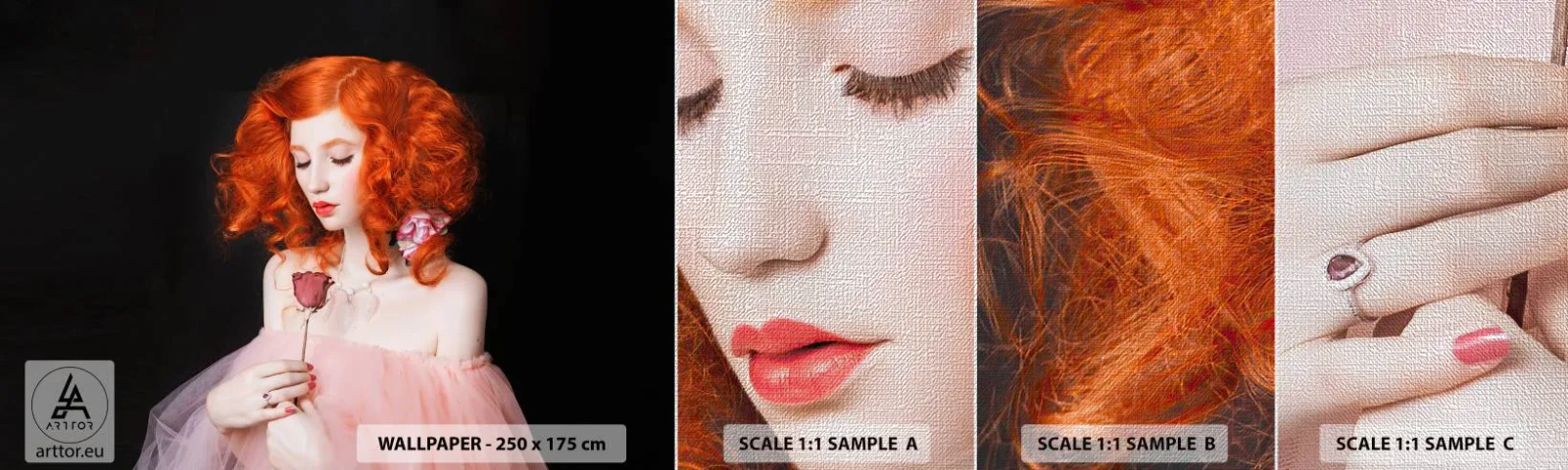 Fotótapéta Minta Premium Canvas - Barokk stílusban - Nő, Modell, Rózsa - 100x30 cm