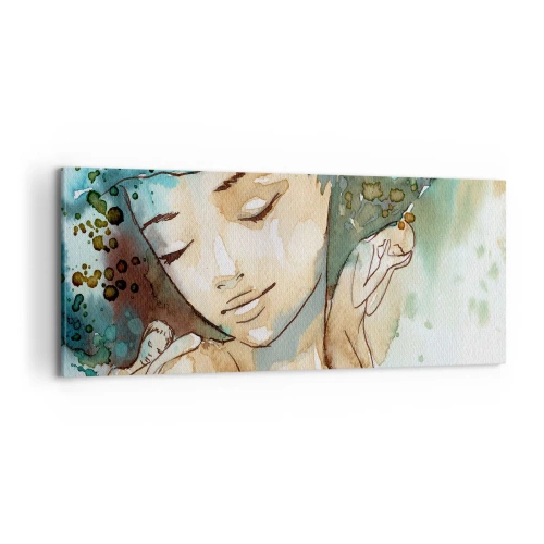 Vászonkép - Lady in blue - 100x40 cm