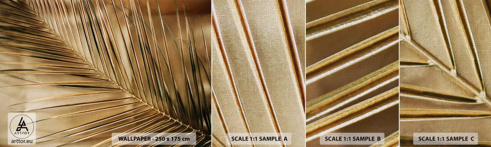 Fotótapéta Minta Premium Canvas - Természetes oszlopsor - Pálmafa levél, Grafika, Trópusok - 100x30 cm