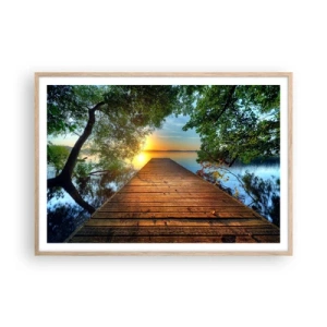 Poszter világos tölgy keretben - Ne siess, ülj le - 100x70 cm