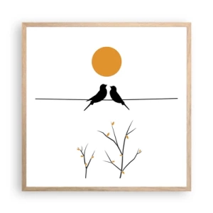 Poszter világos tölgy keretben - Fülemüle este - 60x60 cm