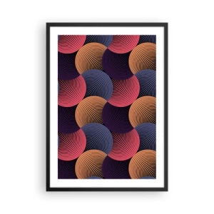 Poszter fehér keretben - Geometrikus minta színes, koncentrikus körökkel - 50x70cm - Körkörös ritmusban - Modern fali dekoráció nappalihoz és hálószobához ARTTOR