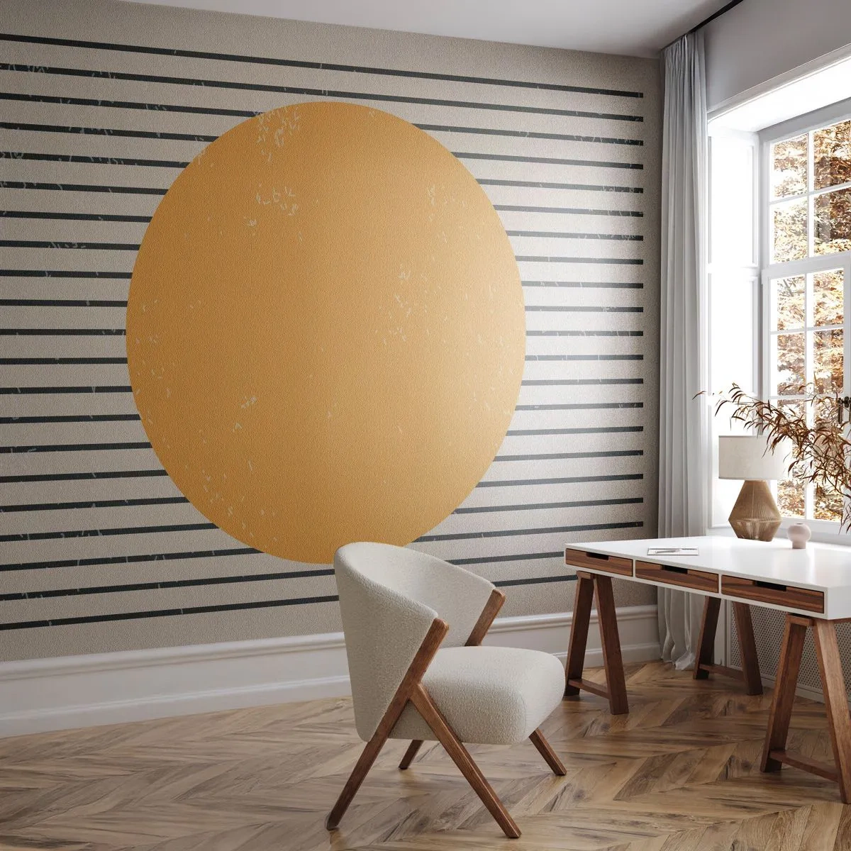 Öntapadós Fotótapéta Deluxe Sticker - Az egyszerűség ereje - Nap, Kerék, Vonalak - 250x175 cm