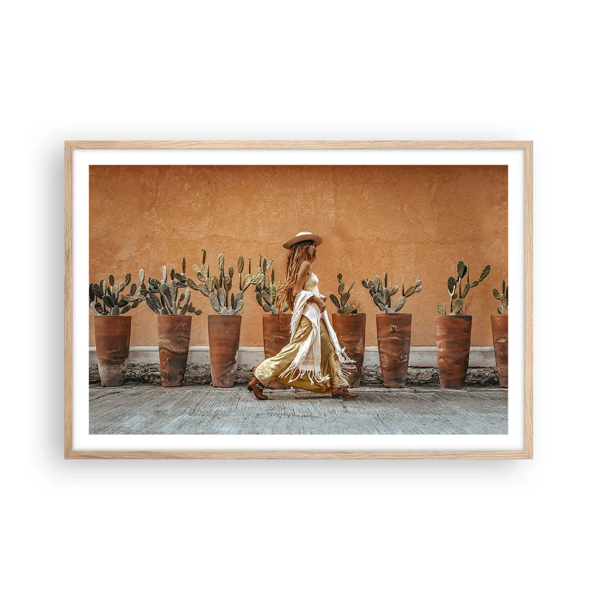 Poszter világos tölgy keretben - Hippi stílusban - 91x61 cm