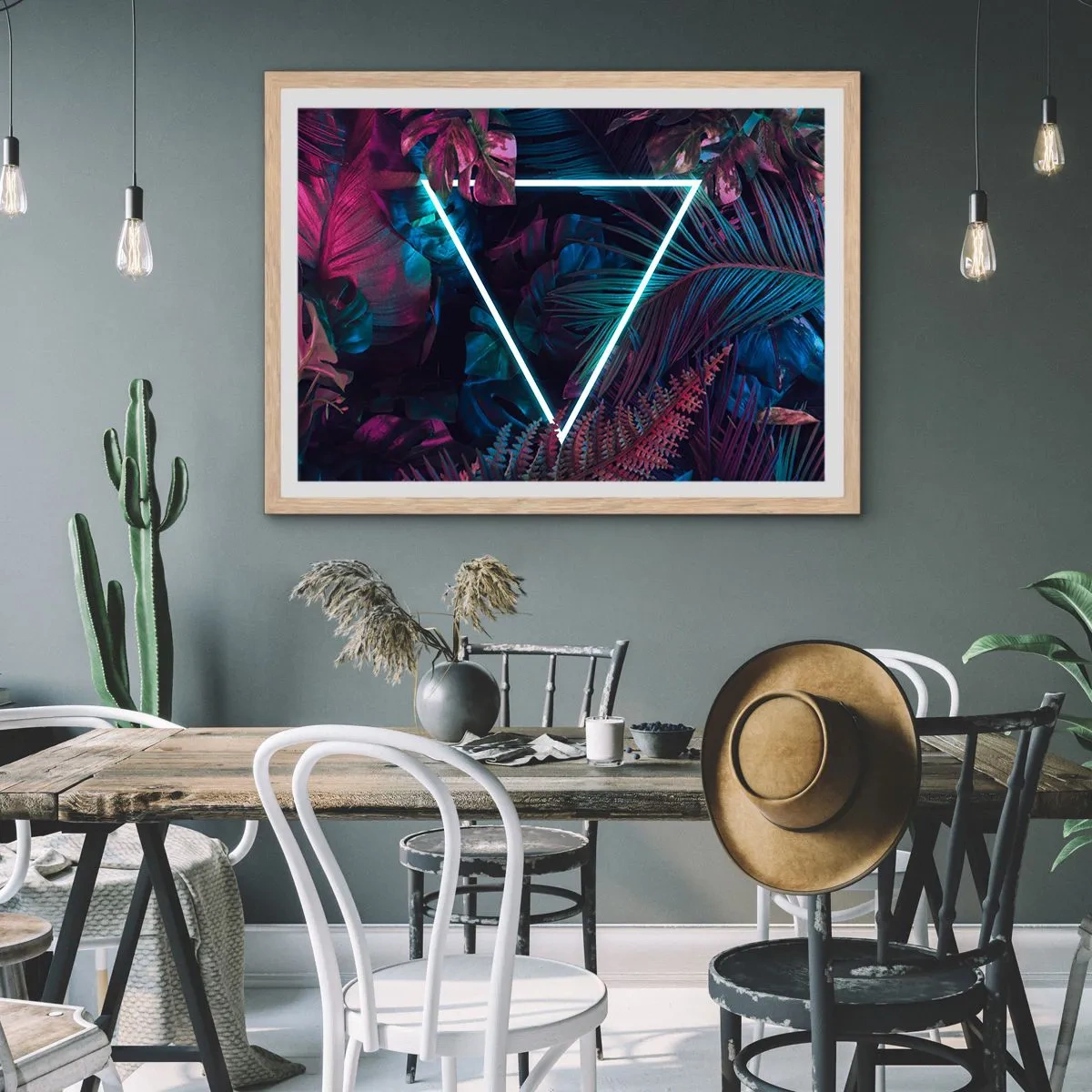 Poszter világos tölgy keretben - Disco stílusú kert - 70x50 cm