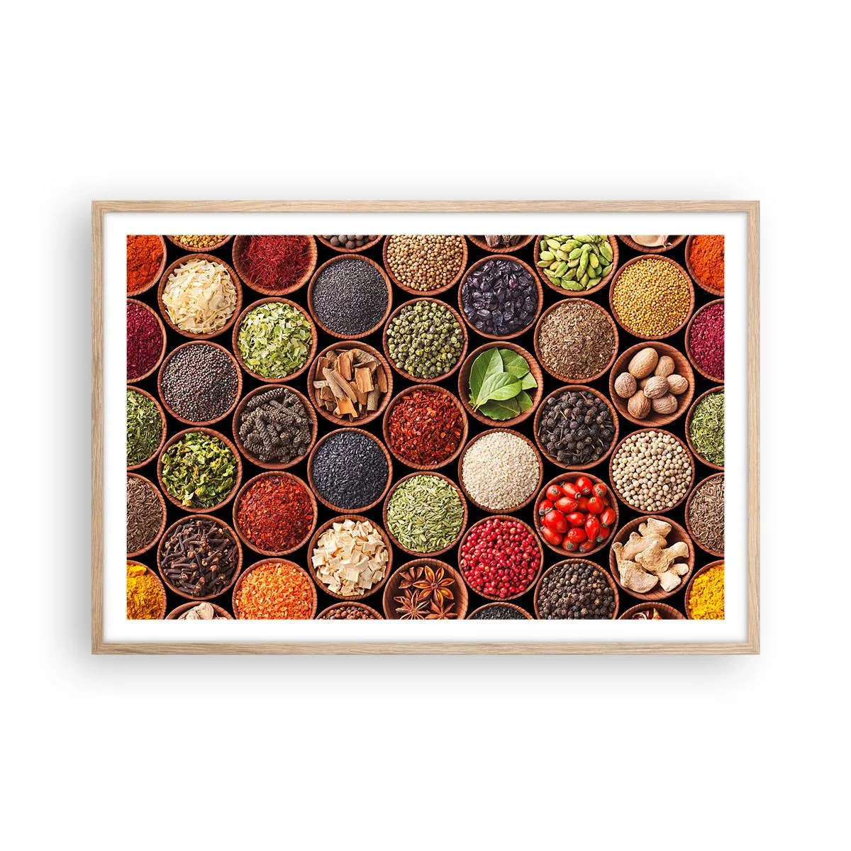 Poszter világos tölgy keretben - A világ összes íze - 91x61 cm