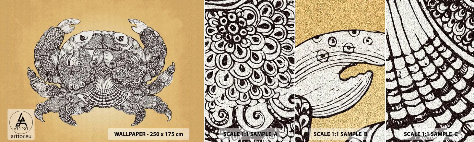 Fotótapéta Minta Standard Eco - Rák úr történetei - Rák, Állatok, Rajz - 100x30 cm