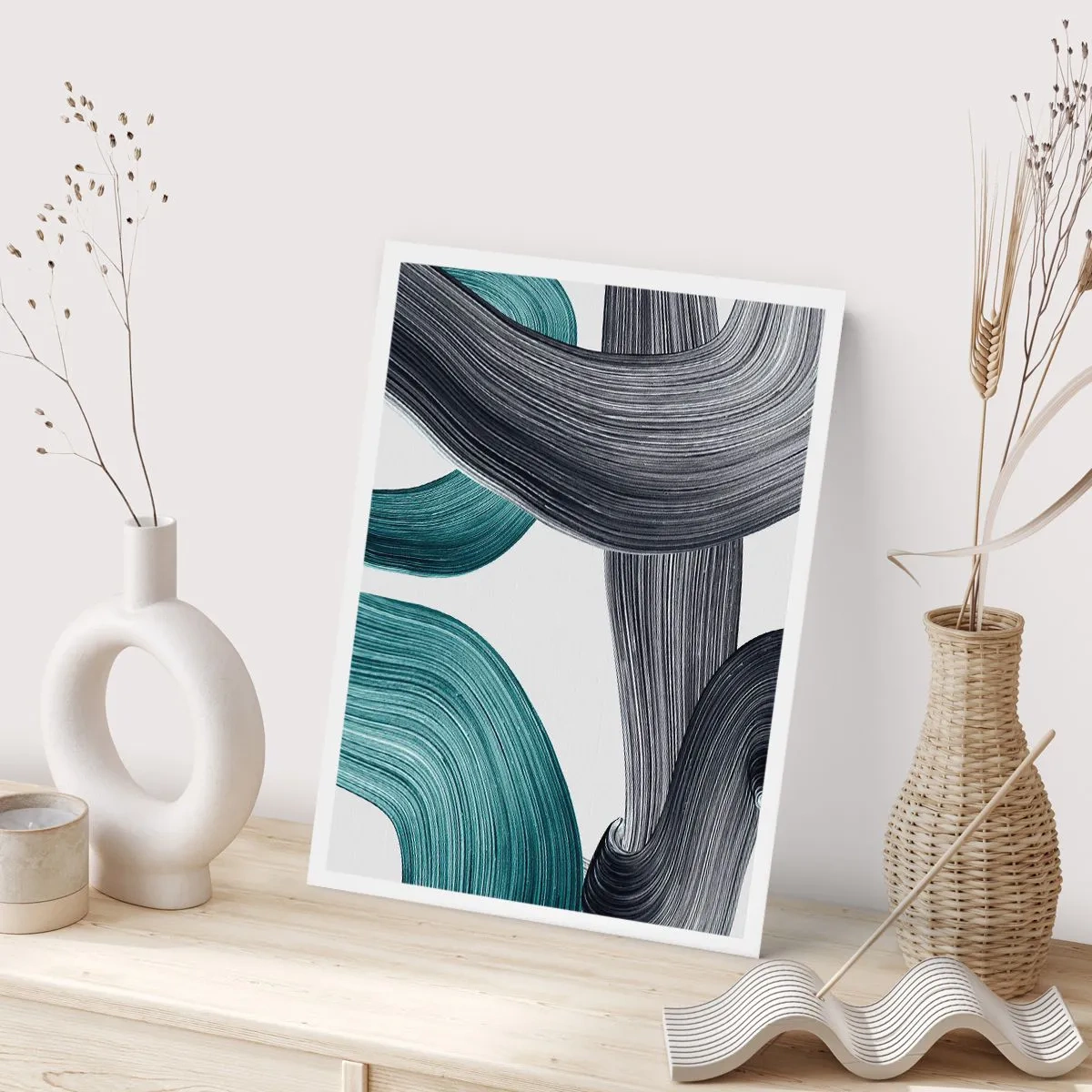 Poszter - Smaragdzöld és fekete nyomok - 70x100 cm