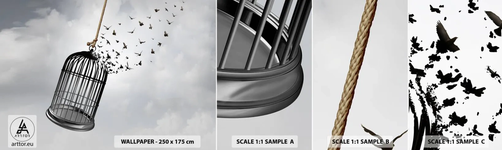 Fotótapéta Minta Öntapadós Deluxe Sticker - Hit... Remény... Szabadság! - Absztrakció, Madarak, Darab - 100x30 cm