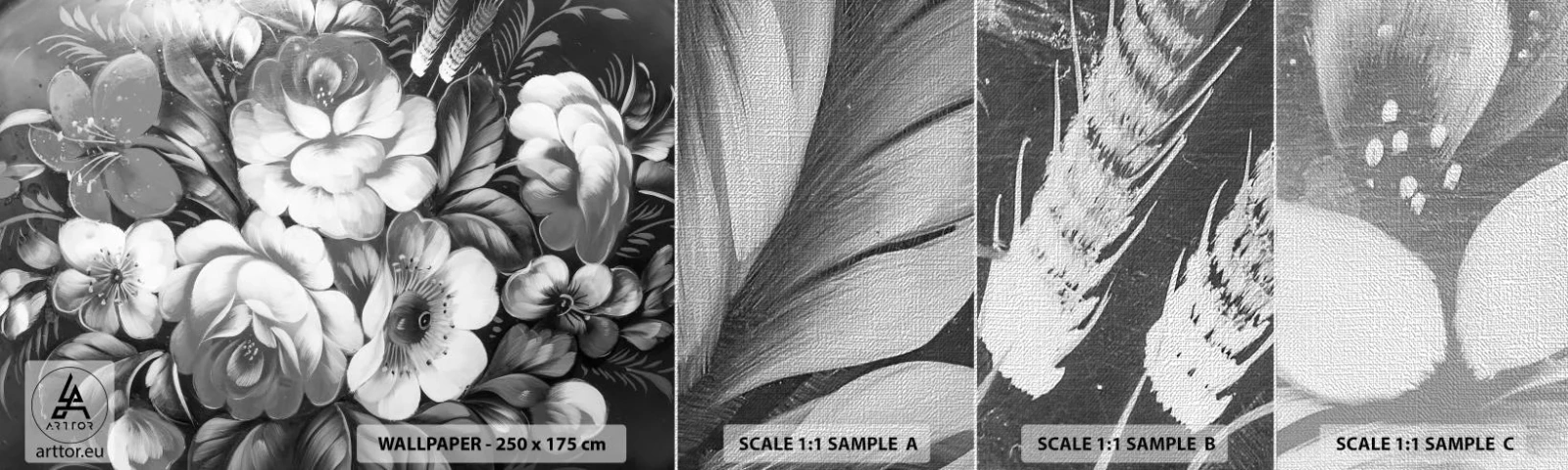 Fotótapéta Minta Premium Canvas - Gyönyörű még szürkében is - Absztrakció, Virágok, Darab - 100x30 cm