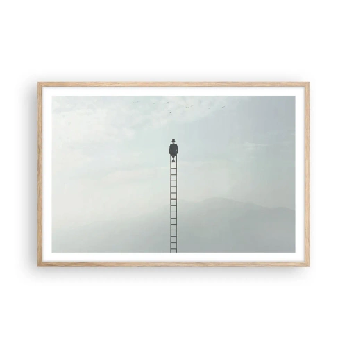 Poszter világos tölgy keretben - Emelkedj feljebb - 91x61 cm