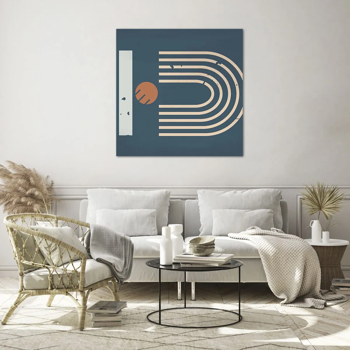 Üveg kép - Geometria sötétkék háttéren - 70x70 cm