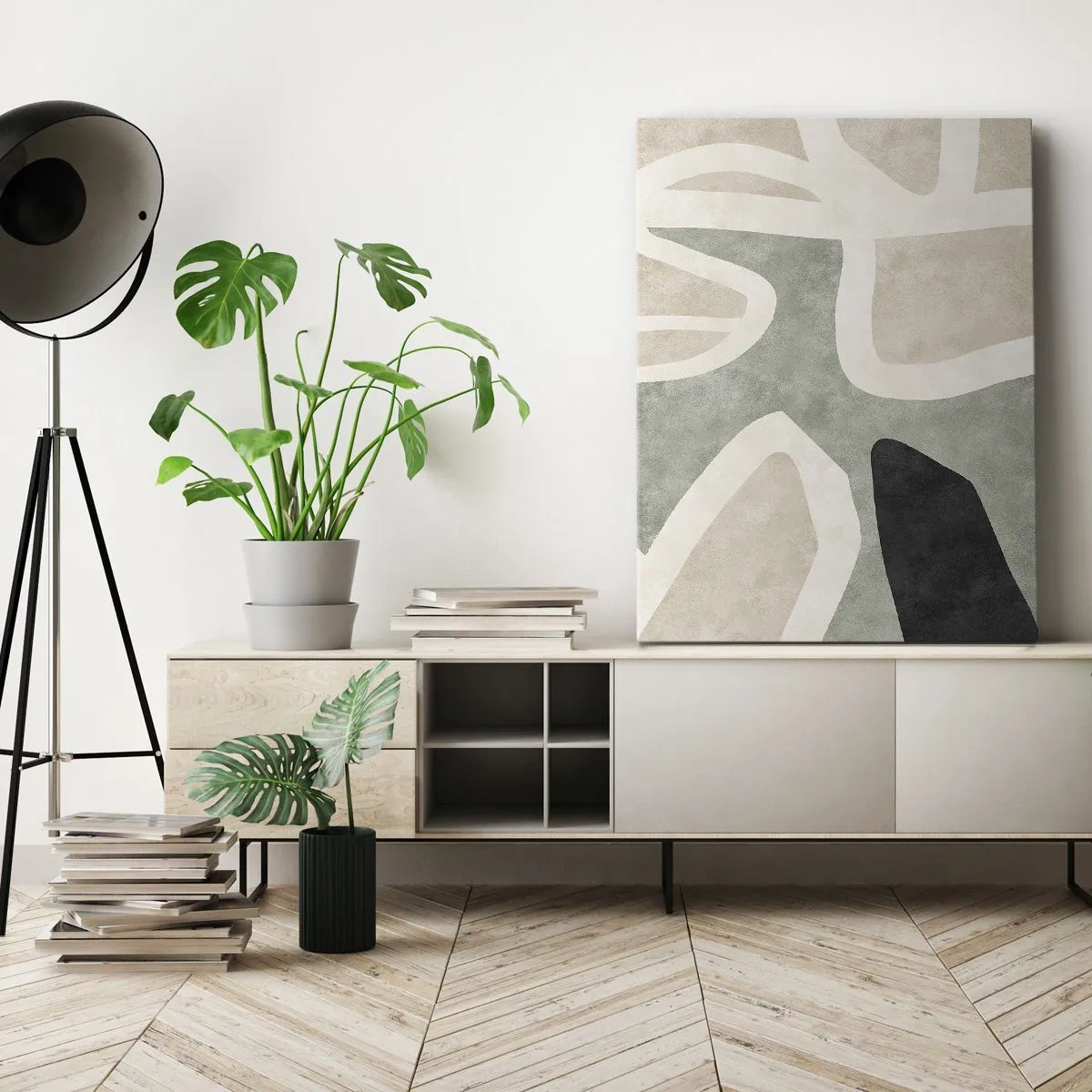 Vászonkép - Kompozíció fekete témával - 45x80 cm