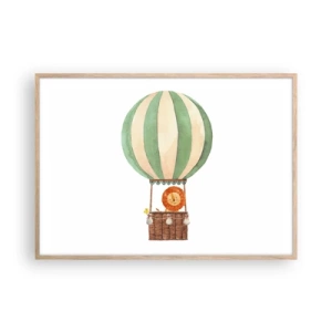 Poszter világos tölgy keretben - Leon utazásai - 100x70 cm