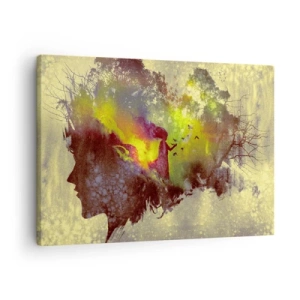 Vászonkép - Egy nő művészi sziluettje a természettel a háttérben - 70x50cm - Anyatermészet - Modern fali dekoráció nappalihoz és hálószobához ARTTOR