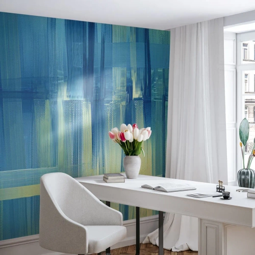 Fotótapéta Premium Canvas - Kompozíció türkizkékben - Absztrakció, Övek, Tengeri - 450x315 cm