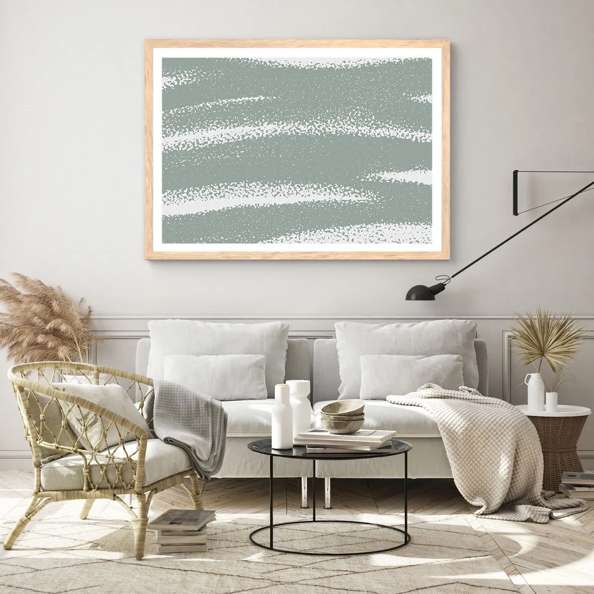 Poszter világos tölgy keretben - Absztrakció téli hangulatban - 100x70 cm