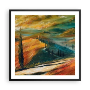 Poszter fehér keretben - Toszkán táj - 60x60 cm
