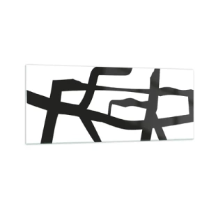 Üveg kép - Fekete-fehér konstrukció - 100x40 cm