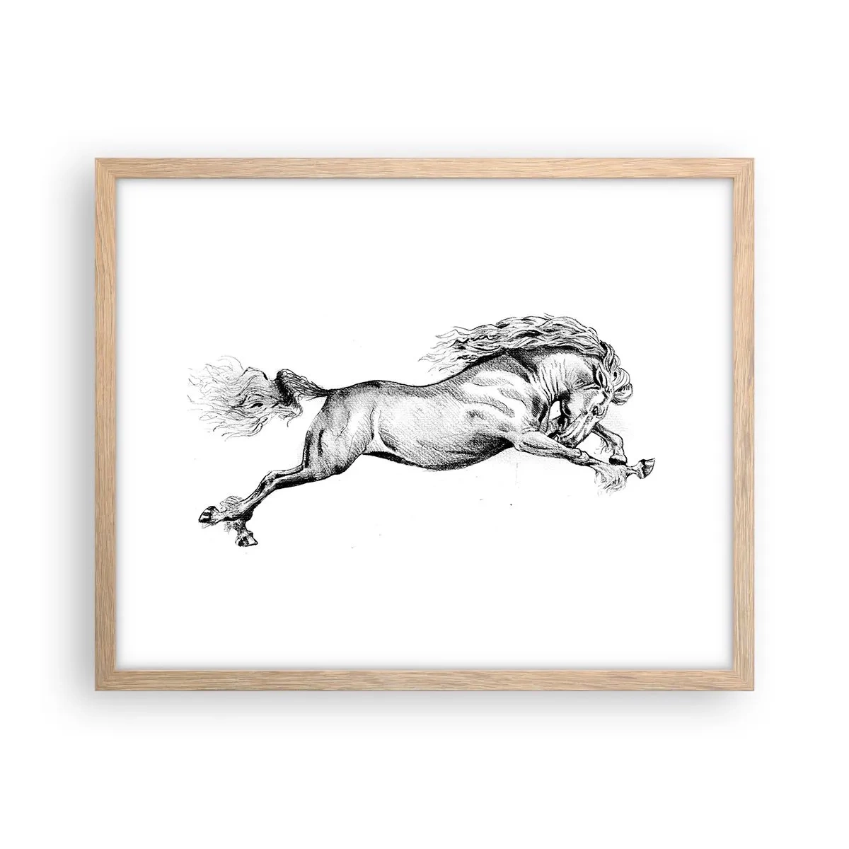 Poszter világos tölgy keretben - Vágtában megállítva - 50x40 cm