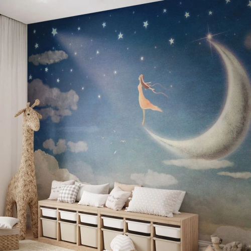 Fotótapéta Standard Eco - Kék udvarló - Absztrakció, Gyerekeknek, Hold - 200x140 cm