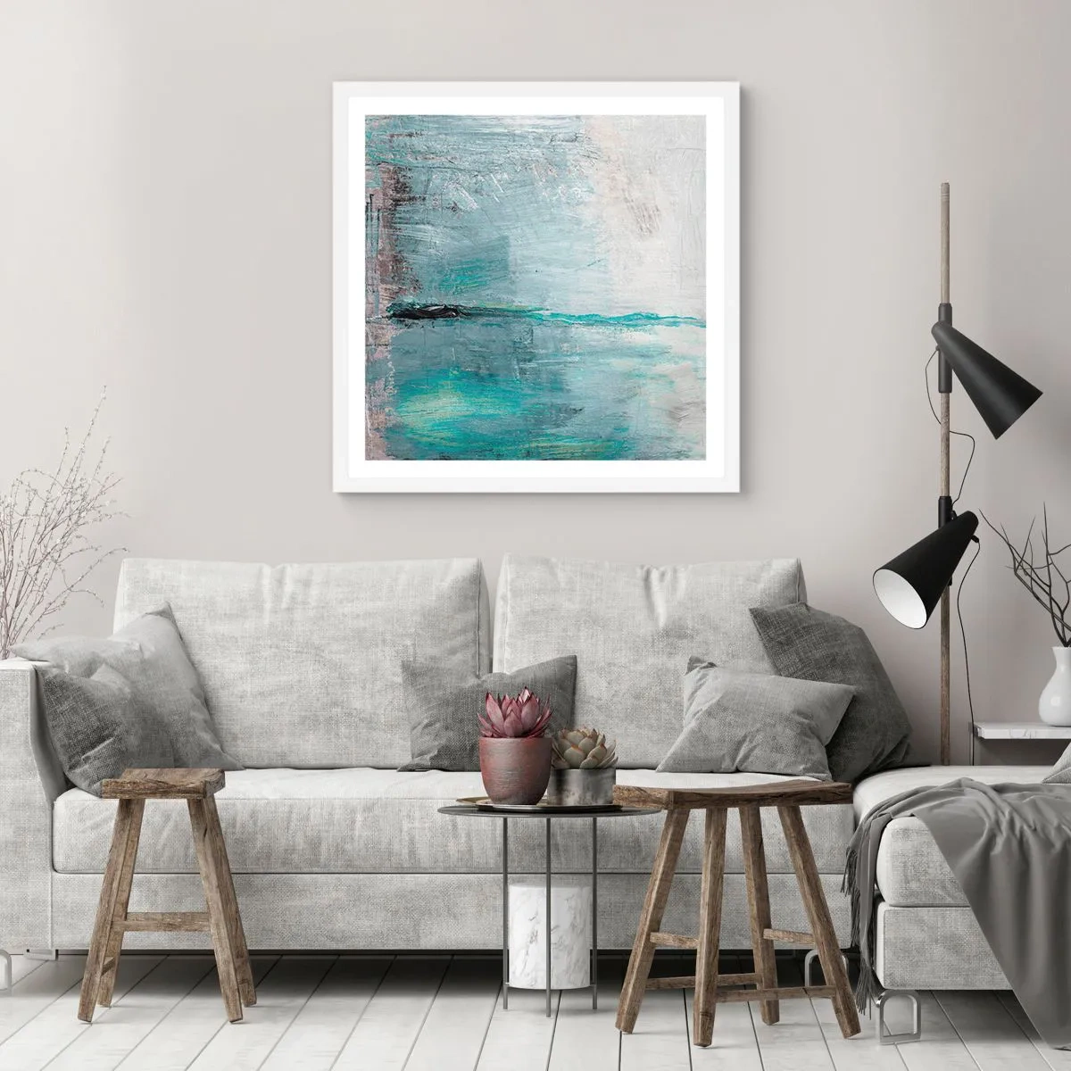 Poszter fekete keretben - Vízszintesen kék színben - 40x40 cm