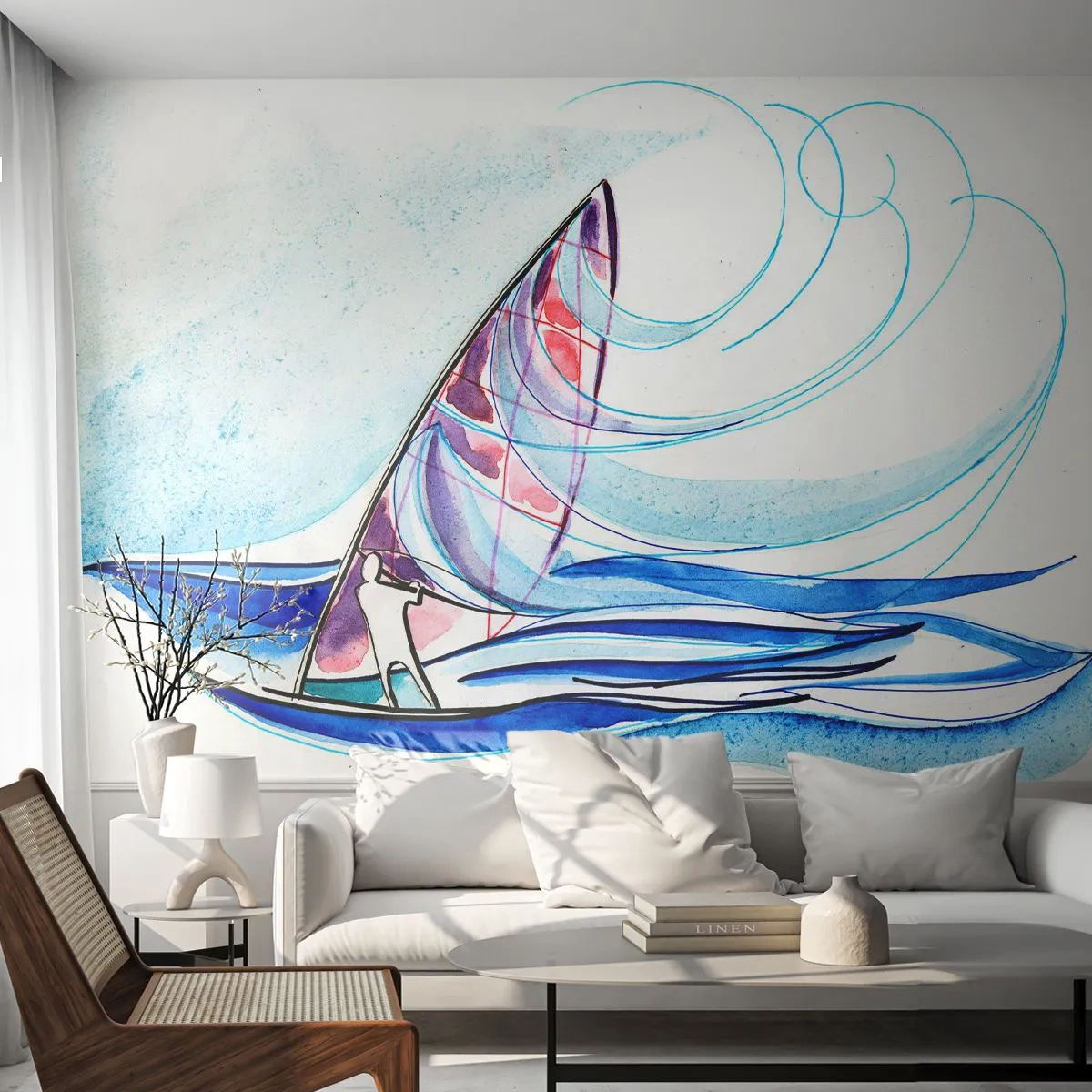 Fotótapéta Standard Eco - A széllel a hullámok ritmusában - Széllovaglás, Sport, Tenger - 200x140 cm
