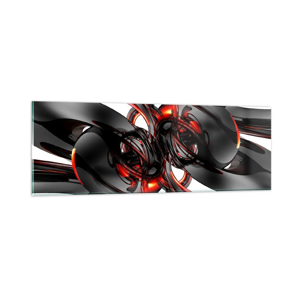 Üveg kép - Mozgás grafitban és vörösben - 90x30 cm