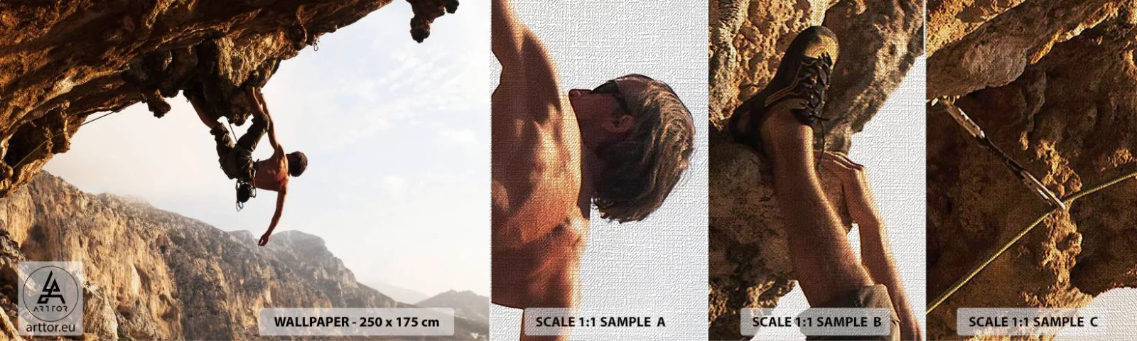 Fotótapéta Minta Premium Canvas - A világ egy szikladarabon összezsugorodott egy kézben - Kalymnos-sziget, Sziklamászás, Tájkép - 100x30 cm