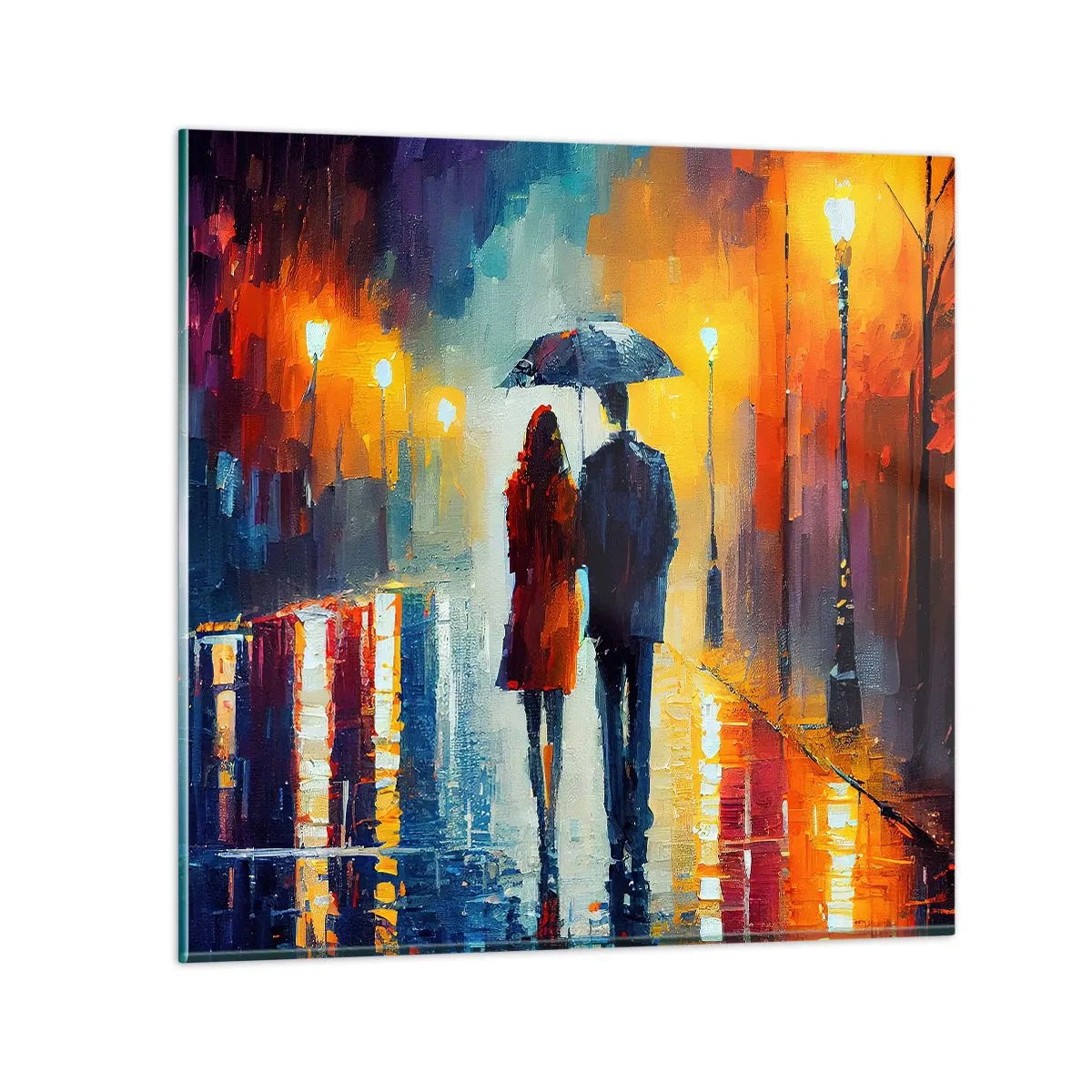 Üveg kép - Együtt - egy színes éjszaka - 60x60 cm