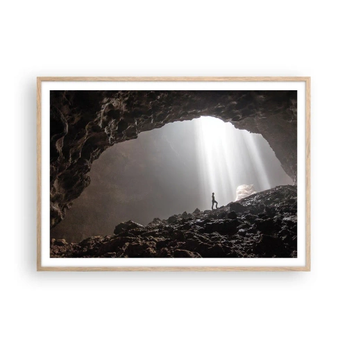 Poszter világos tölgy keretben - A fényes barlang - 100x70 cm