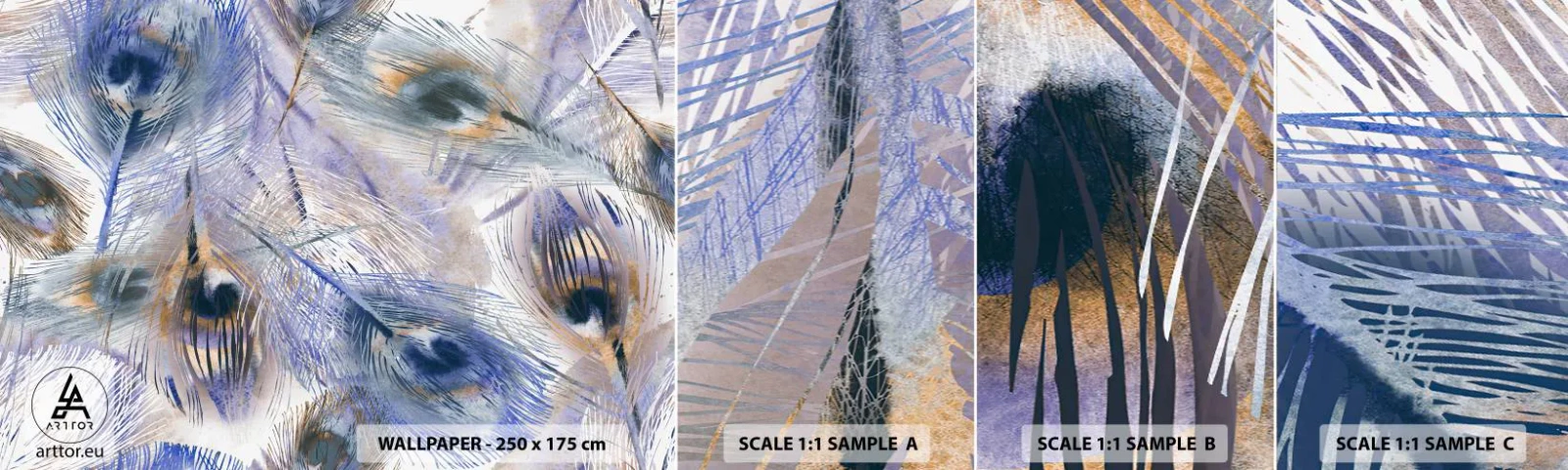 Fotótapéta Minta Standard Eco - Pávaszem kompozíció - Absztrakció, Pávatoll, Boho - 100x30 cm