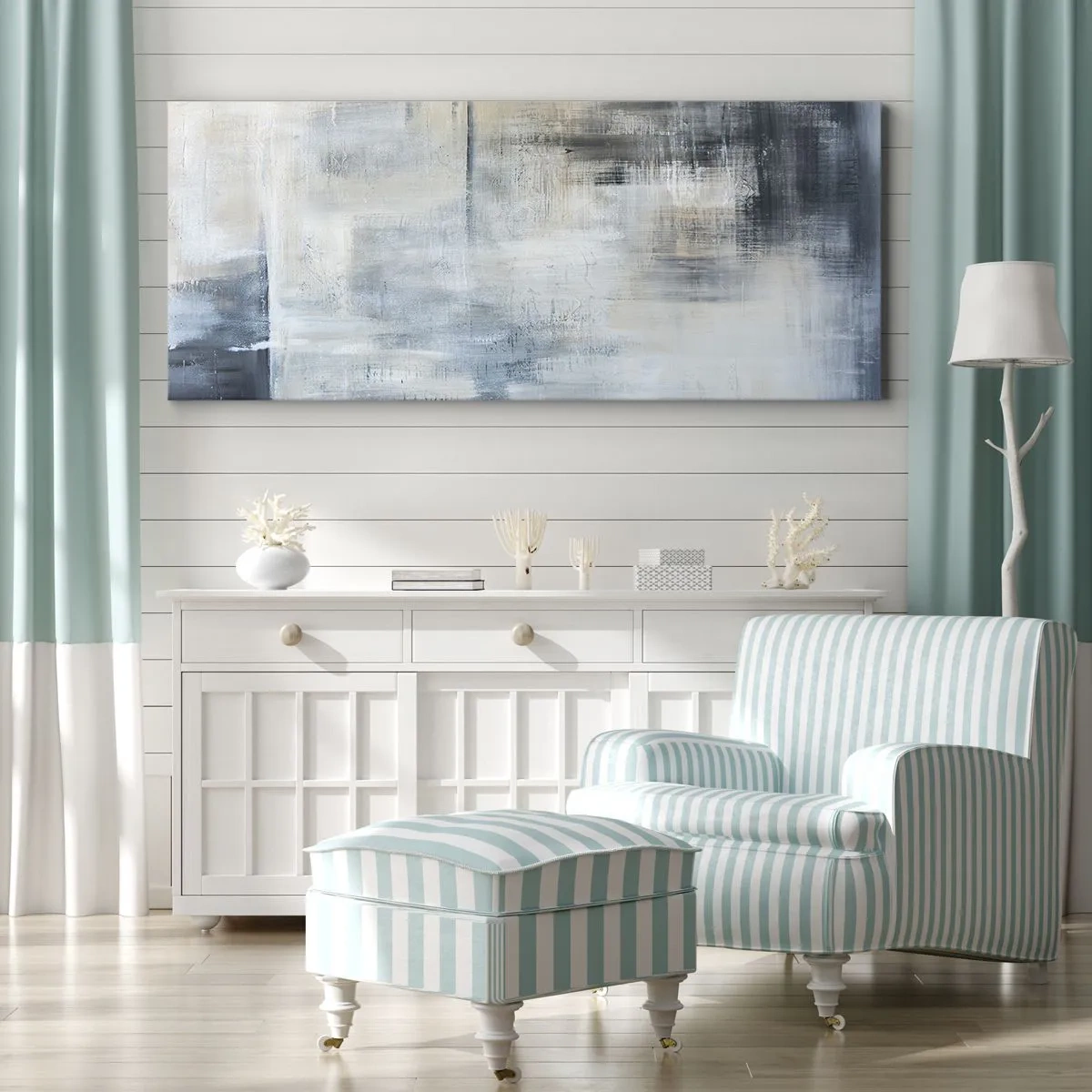 Vászonkép - A kék fátyol mögött - 90x30 cm