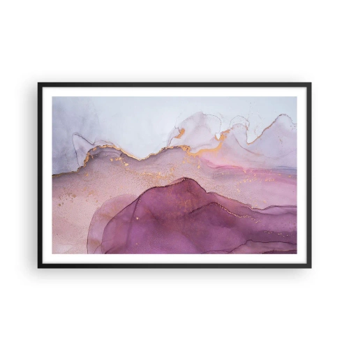 Poszter fehér keretben - Lila és orgonaszínű hullámok - 91x61 cm