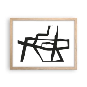 Poszter világos tölgy keretben - Fekete-fehér konstrukció - 40x30 cm