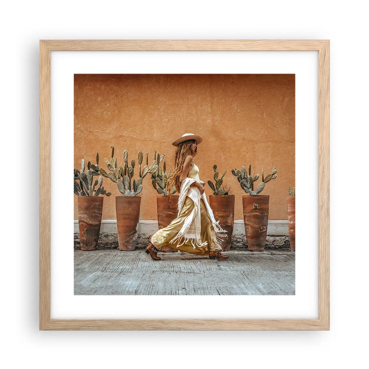Poszter világos tölgy keretben - Hippi stílusban - 40x40 cm