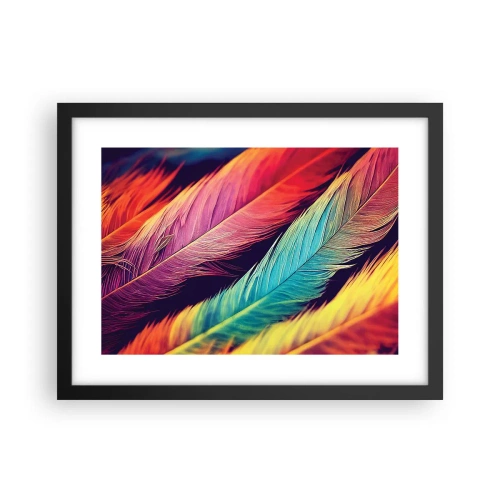 Poszter fehér keretben - Tollas szivárvány - 40x30 cm
