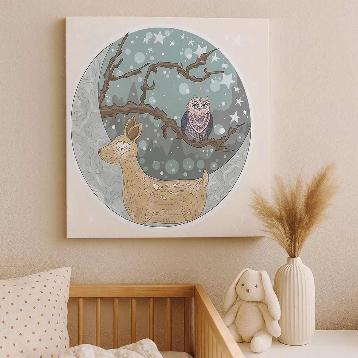 Vászonkép - Mesebeli erdei éjszaka - 30x30 cm